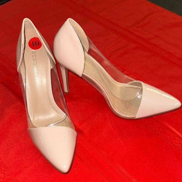 BCBGeneration Shoes - BCBGeneration Taupe Stiletto Heels with Transparent Panels Size 10